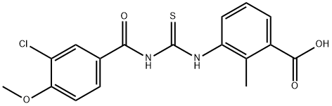 벤조산,3-[[[(3-클로로-4-메톡시벤졸)아미노]티옥소메틸]아미노]-2-메틸 구조식 이미지