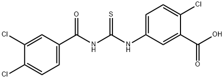 2-CHLORO-5-[[[(3,4-DICHLOROBENZOYL)AMINO]THIOXOMETHYL]AMINO]-BENZOIC ACID Structure