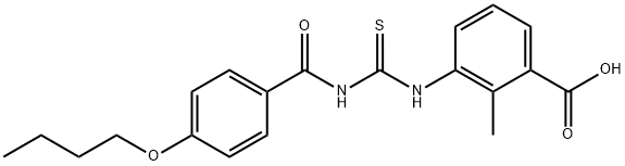 3-[[[(4-BUTOXYBENZOYL)AMINO]THIOXOMETHYL]AMINO]-2-METHYL-BENZOIC ACID Structure