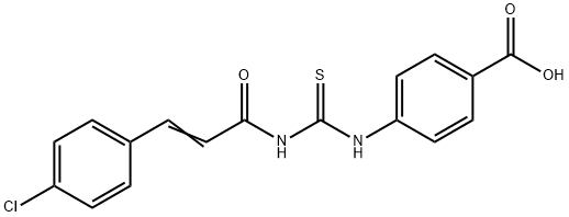 4-[[[[3-(4-CHLOROPHENYL)-1-OXO-2-PROPENYL]AMINO]THIOXOMETHYL]AMINO]-BENZOIC ACID 구조식 이미지