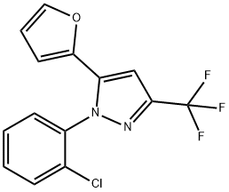 1H-Pyrazole, 1-(2-chlorophenyl)-5-(2-furanyl)-3-(trifluoromethyl)- 구조식 이미지