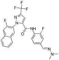 1H-Pyrazole-5-carboxaMide, N-[4-[(diMethylaMino)iMinoMethyl]-2-fluorophenyl]-1-(3-fluoro-2-naphthalenyl)-3-(trifluoroMethyl)- Structure