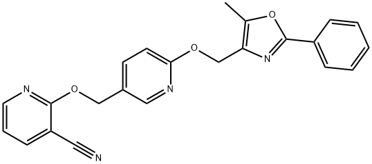 2-[[6-[(5-methyl-2-phenyl-4-oxazolyl)methoxy]-pyridin-3-일]메톡시]니코티노니트릴 구조식 이미지