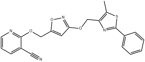 2-[[3-[(5-methyl-2-phenyl-4-thiazolyl)methoxy]-5-isoxazolyl]메톡시]니코티노니트릴 구조식 이미지