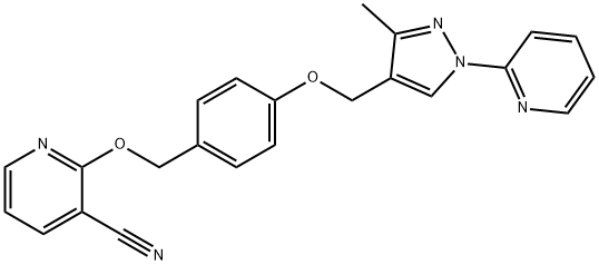 2-[4-[[3-methyl-1-(pyridin-2-yl)-1H-pyrazol-4-yl]methoxy]
benzyloxy]nicotinonitrile Structure