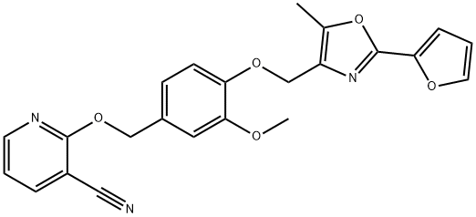 3-cyano-2-[4-[[2-(furan-2-yl)-5-methyl-4-oxazolyl]methoxy]-
3-methoxybenzyloxy]pyridine Structure