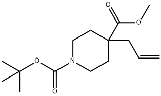 1,4-Piperidinedicarboxylic acid, 4-(2-propenyl)-, 1-(1,1-dimethylethyl) 4-methyl ester 구조식 이미지