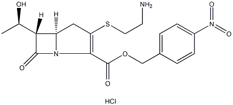 (5R,6S)-4-Nitrobenzyl-3-[(2-aminoethyl)thio]-6-[(1R)-1-hydroxyethyl]-1-azabicyclo[3.2.0]hept-2-ene-7-one-2-carboxylate hydrochloride 구조식 이미지