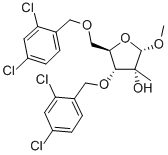 1-O-Methyl-3,5-bis-O-[(2,4-dichlorophenyl)methyl]-2-C-methyl-alpha-D-ribofuranoside Structure