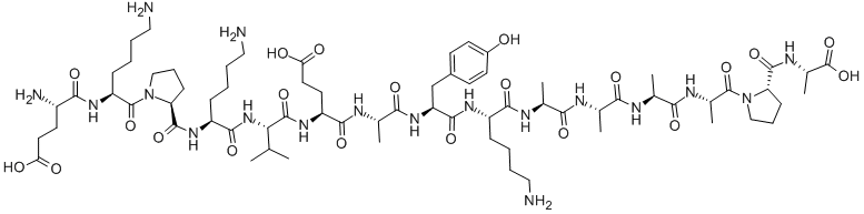 H-GLU-LYS-PRO-LYS-VAL-GLU-ALA-TYR-LYS-ALA-ALA-ALA-ALA-PRO-ALA-OH Structure