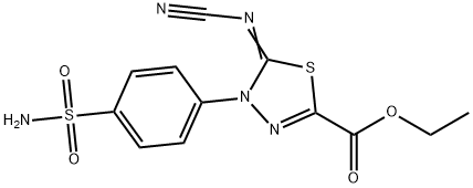 ETHYL 4-[4-(AMINOSULFONYL)PHENYL]-5-CYANAMIDE-4,5-DIHYDRO-1,3,4-THIADIAZOLE-2-CARBOXYLATE Structure