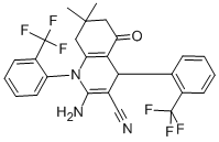 2-amino-7,7-dimethyl-5-oxo-1,4-bis[2-(trifluoromethyl)phenyl]-1,4,5,6,7,8-hexahydro-3-quinolinecarbonitrile Structure