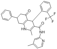 2-methyl-N-(4-methyl-2-pyridinyl)-5-oxo-7-phenyl-4-[2-(trifluoromethyl)phenyl]-1,4,5,6,7,8-hexahydro-3-quinolinecarboxamide 구조식 이미지