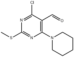 4-CHLORO-2-(METHYLSULFANYL)-6-(1-PIPERIDINYL)-5-PYRIMIDINECARBALDEHYDE 구조식 이미지