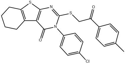 3-(4-chlorophenyl)-2-{[2-(4-methylphenyl)-2-oxoethyl]sulfanyl}-5,6,7,8-tetrahydro[1]benzothieno[2,3-d]pyrimidin-4(3H)-one Structure