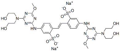 disodium 4,4'-bis[[4-[bis(2-hydroxyethyl)amino]-6-methoxy-1,3,5-triazin-2-yl]amino]stilbene-2,2'-disulphonate 구조식 이미지