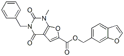 Furo[2,3-d]pyrimidine-6-carboxylic  acid,  1,2,3,4-tetrahydro-1-methyl-2,4-dioxo-3-(phenylmethyl)-,  6-benzofuranylmethyl  ester Structure