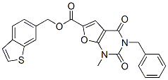 푸로[2,3-d]피리미딘-6-카르복실산,1,2,3,4-테트라히드로-1-메틸-2,4-디옥소-3-(페닐메틸)-,벤조[b]티엔-6-일메틸에스테르 구조식 이미지