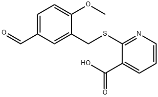 2-[(5-formyl-2-methoxybenzyl)thio]nicotinic acid Structure