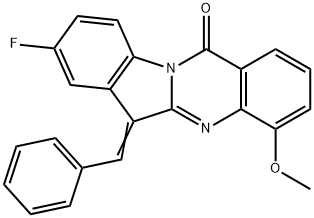 Indolo[2,1-b]quinazolin-12(6H)-one,  8-fluoro-4-methoxy-6-(phenylmethylene)- 구조식 이미지