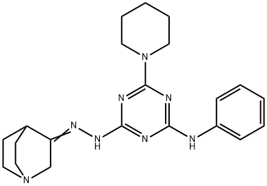 (Z)-N-phenyl-4-(piperidin-1-yl)-6-(2-(quinuclidin-3-ylidene)hydrazinyl)-1,3,5-triazin-2-aMine 구조식 이미지