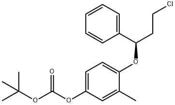 (R)-3-Chloro-1-phenyl-1-[2-methyl-4-[(tert-butoxycarbonyl)oxy]phenoxy] propane 구조식 이미지