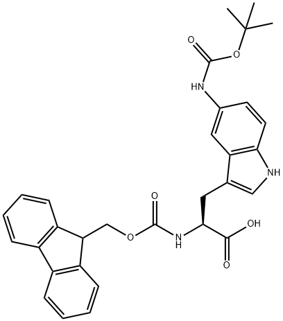 L-Tryptophan, 5-[[(1,1-dimethylethoxy)carbonyl]amino]-N-[(9H-fluoren-9-ylmethoxy)carbonyl]- (9CI) Structure