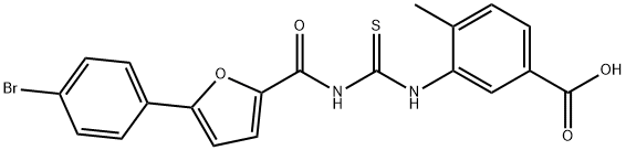 3-[[[[[5-(4-BROMOPHENYL)-2-FURANYL]CARBONYL]AMINO]THIOXOMETHYL]AMINO]-4-METHYL-BENZOIC ACID Structure