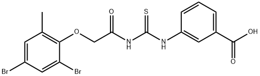 3-[[[[(2,4-DIBROMO-6-METHYLPHENOXY)ACETYL]AMINO]THIOXOMETHYL]AMINO]-BENZOIC ACID Structure