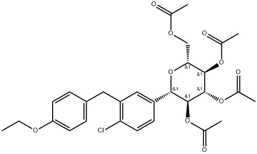 D-글루시톨,1,5-안하이드로-1-C-[4-클로로-3-[(4-에톡시페닐)메틸]페닐]-,테트라아세테이트,(1S)- 구조식 이미지