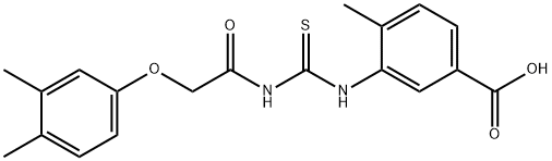 3-[[[[(3,4-DIMETHYLPHENOXY)ACETYL]AMINO]THIOXOMETHYL]AMINO]-4-METHYL-BENZOIC ACID Structure