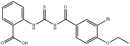 2-[[[(3-BROMO-4-ETHOXYBENZOYL)AMINO]THIOXOMETHYL]아미노]-벤조산 구조식 이미지