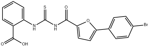 2-[[[[[5-(4-BROMOPHENYL)-2-FURANYL]CARBONYL]AMINO]THIOXOMETHYL]AMINO]-BENZOIC ACID Structure