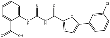 2-[[[[5-(3-클로로페닐)-2-푸라닐]카르보닐]아미노]티옥소메틸]아미노]-벤조산 구조식 이미지