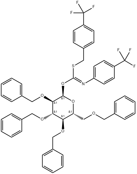 2,3,4,6-TETRA-O-BENZYL-ALPHA-D-GLUCOPYRANOSYL P-TRIFLUOROMETHYLBENZYLTHIO-N-(P-TRIFLUOROMETHYLPHENYL)FORMIMIDATE Structure