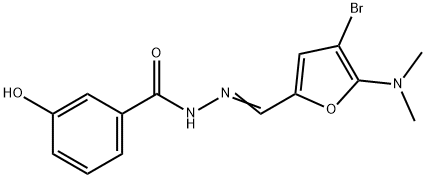 벤조산,3-하이드록시-,[[4-브로모-5-(디메틸아미노)-2-푸라닐]메틸렌]하이드라지드(9CI) 구조식 이미지