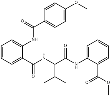 Benzoic acid, 2-[[2-[[2-[(4-methoxybenzoyl)amino]benzoyl]amino]-3-methyl-1-oxobutyl]amino]-, methyl ester (9CI) Structure