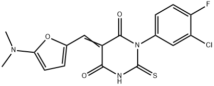 4,6(1H,5H)-Pyrimidinedione,  1-(3-chloro-4-fluorophenyl)-5-[[5-(dimethylamino)-2-furanyl]methylene]dihydro-2-thioxo- 구조식 이미지