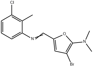 2-Furanamine,  3-bromo-5-[[(3-chloro-2-methylphenyl)imino]methyl]-N,N-dimethyl- 구조식 이미지