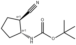 Carbamic acid, [(1R,2R)-2-cyanocyclopentyl]-, 1,1-dimethylethyl ester, rel- Structure