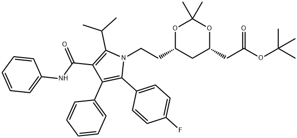 (4S,6S)-6-[2-[2-(4-Fluorophenyl)-5-(1-methylethyl)-3-phenyl-4-[(phenylamino)carbonyl]-1H-pyrrol-1-yl]ethyl]-2,2-dimethyl-1,3-dioxane-4-acetic Acid 1,1-Dimethylethyl Ester Structure