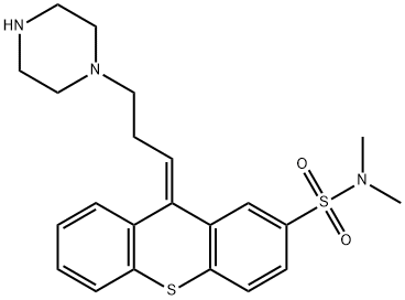 (9E)-N,N-dimethyl-9-(3-piperazin-1-ylpropylidene)thioxanthene-2-sulfon amide 구조식 이미지