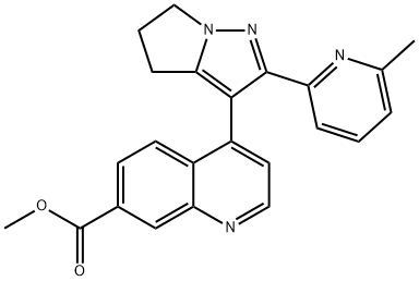 7-Quinolinecarboxylic acid, 4-[5,6-dihydro-2-(6-Methyl-2-pyridinyl)-4H-pyrrolo[1,2-b]pyrazol-3-yl]-, Methyl ester 구조식 이미지
