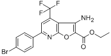 ETHYL 3-AMINO-6-(4-BROMOPHENYL)-4-(TRIFLUOROMETHYL)FURO[2,3-B]PYRIDINE-2-CARBOXYLATE 구조식 이미지