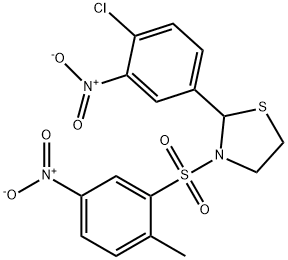 Thiazolidine, 2-(4-chloro-3-nitrophenyl)-3-[(2-methyl-5-nitrophenyl)sulfonyl]- (9CI) 구조식 이미지