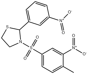 Thiazolidine, 3-[(4-methyl-3-nitrophenyl)sulfonyl]-2-(3-nitrophenyl)- (9CI) Structure