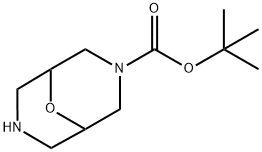 9-Oxa-3,7-diazabicyclo[3.3.1]nonane-3-carboxylic acid, 1,1-dimethylethyl ester Structure