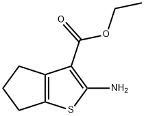 2-AMINO-5,6-DIHYDRO-4H-CYCLOPENTA[B]THIOPHENE-3-CARBOXYLIC ACID ETHYL ESTER 구조식 이미지