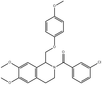 (3-Chlorophenyl)[3,4-dihydro-6,7-dimethoxy-1-[(4-methoxyphenoxy)methyl]-2(1H)-isoquinolinyl]methanone 구조식 이미지