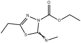 1,3,4-Thiadiazole-3(2H)-carboxylicacid,5-ethyl-2-(methylimino)-,ethylester(9CI) Structure